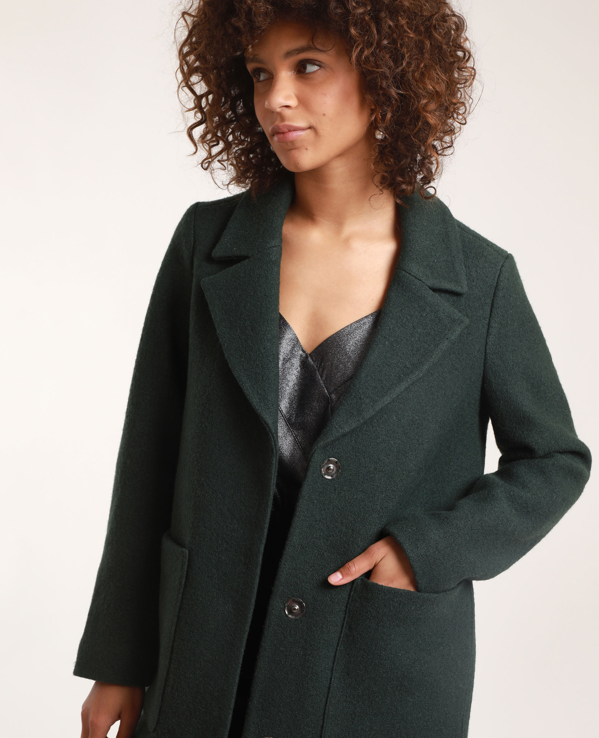manteau laine femme vert