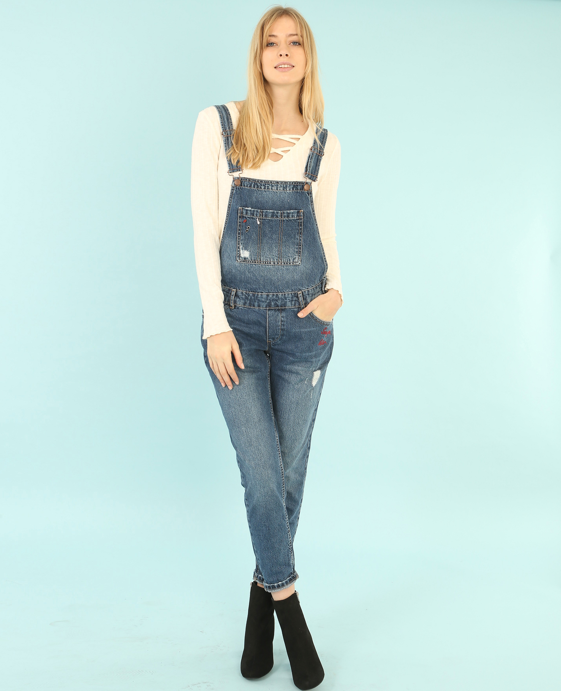 販促モール treatürself denim frill salopette - パンツ