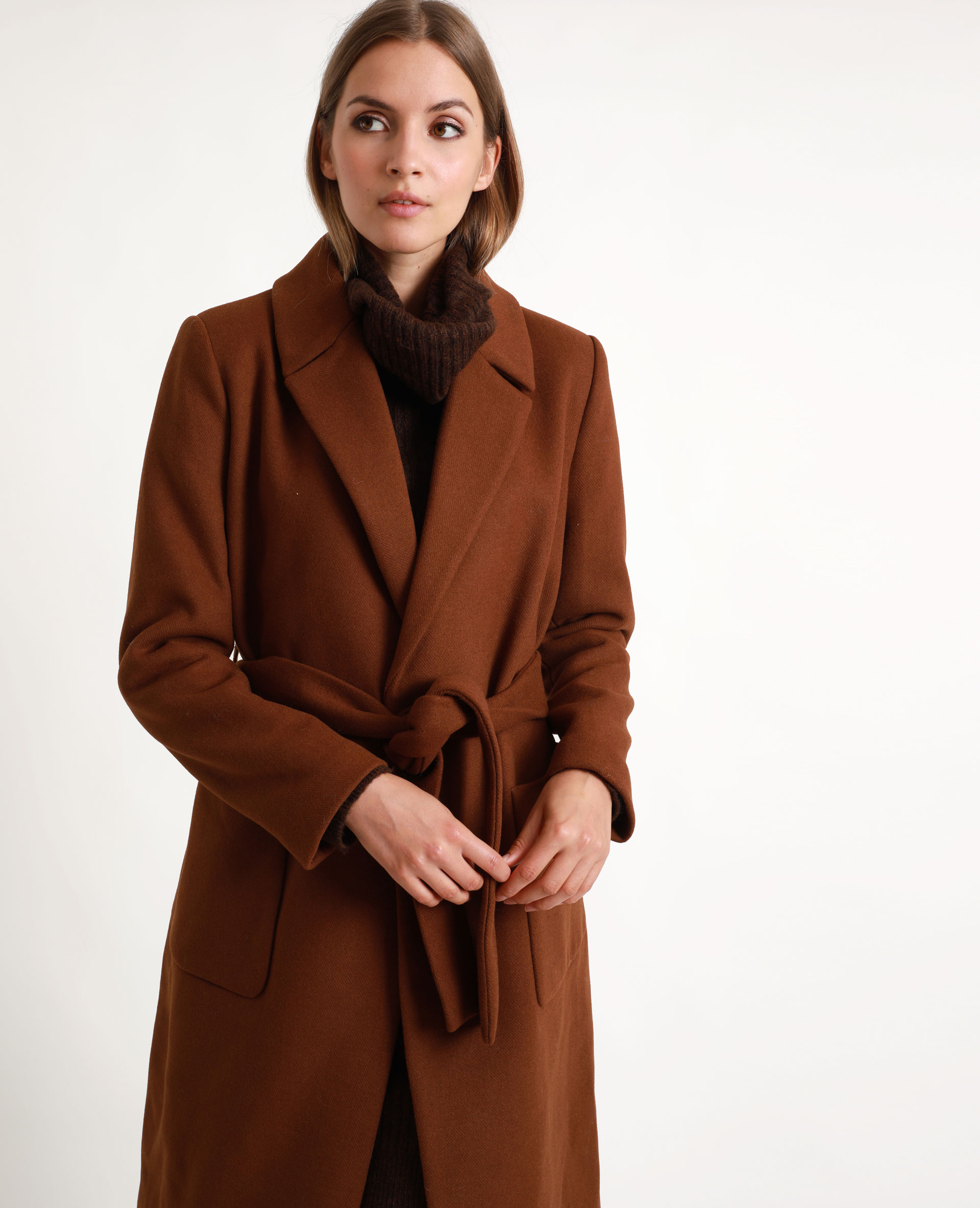 manteau long marron clair
