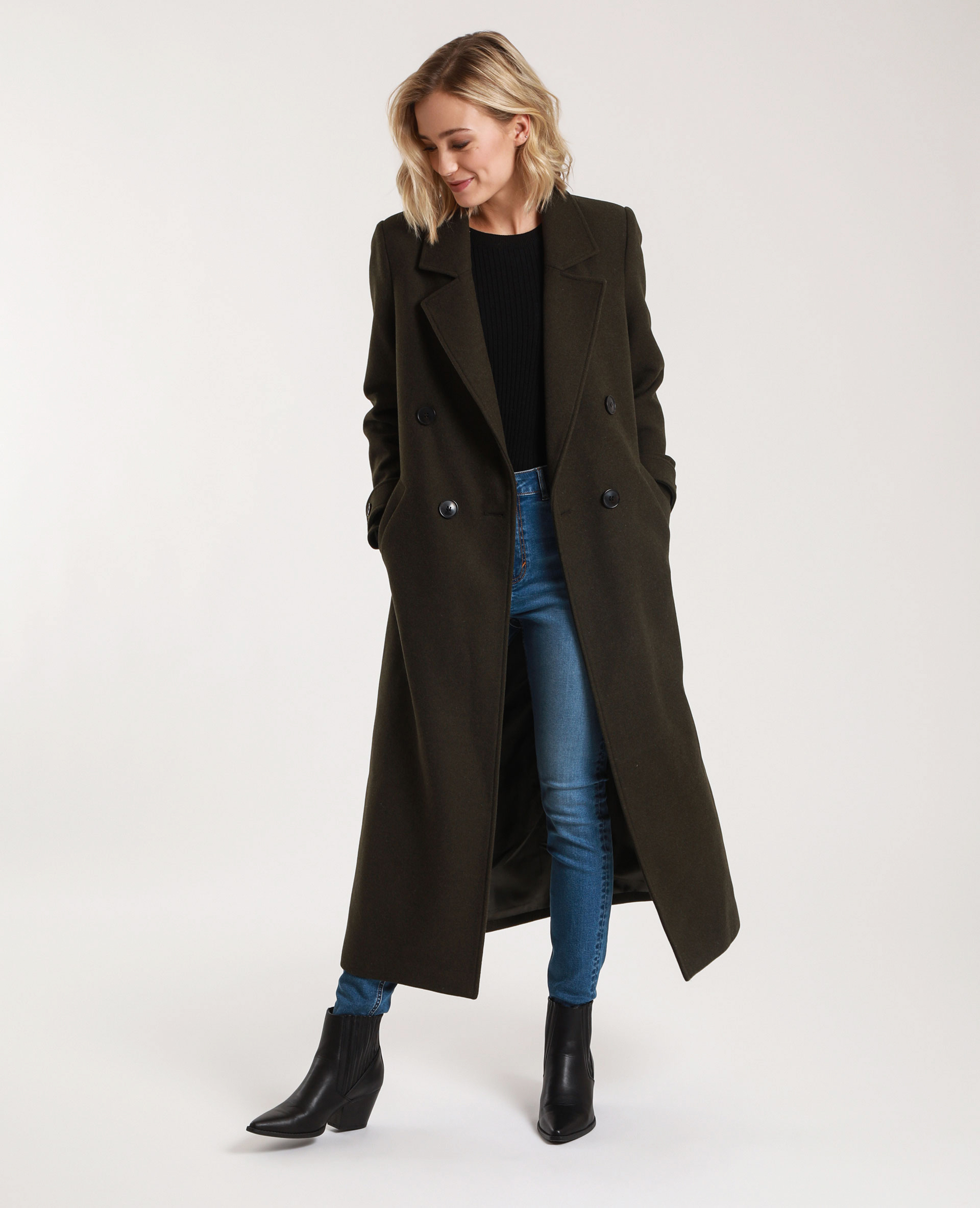 long manteau laine noir